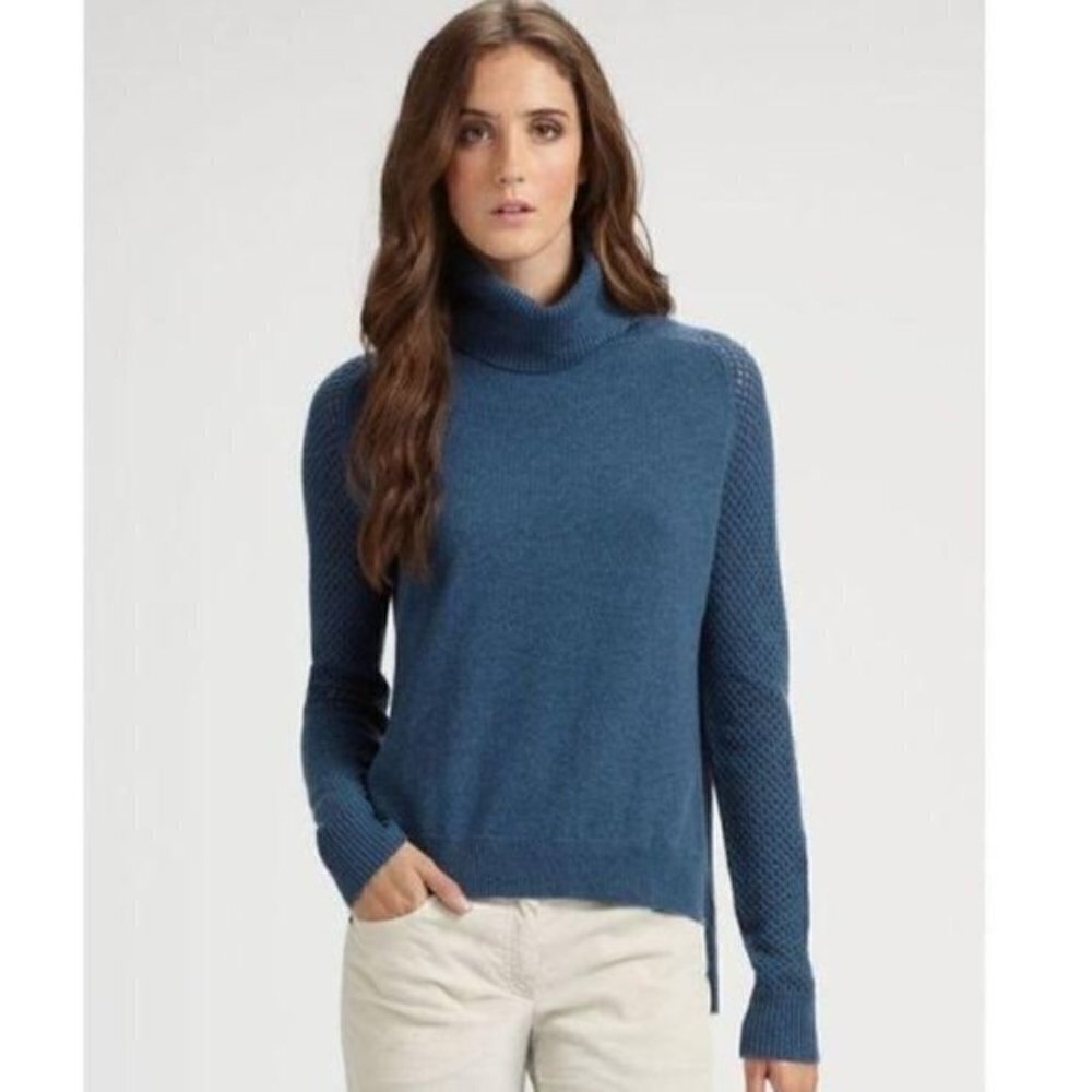 Theory Adalbert Semi Sheer Open Knit Turtleneck S